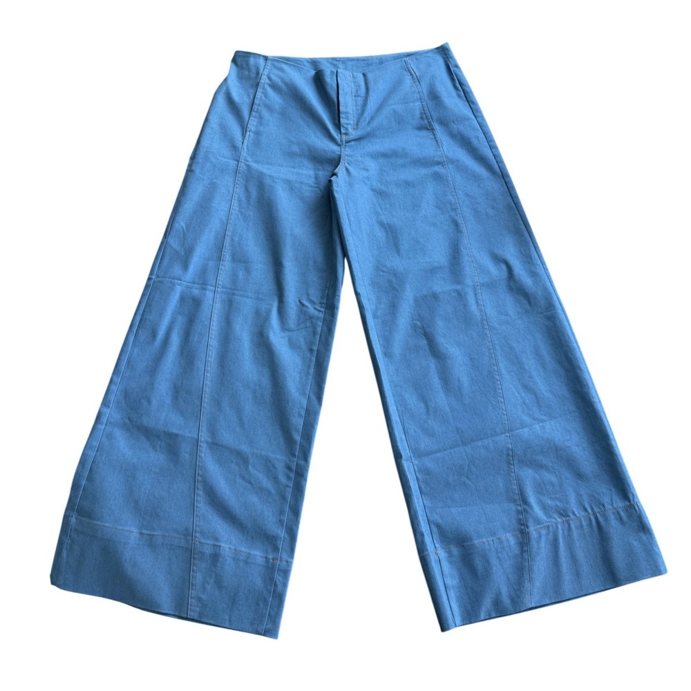 Valija Wide Leg Cotton Palazzo Pants Size 12 Blue NWT - Picture 2 of 9